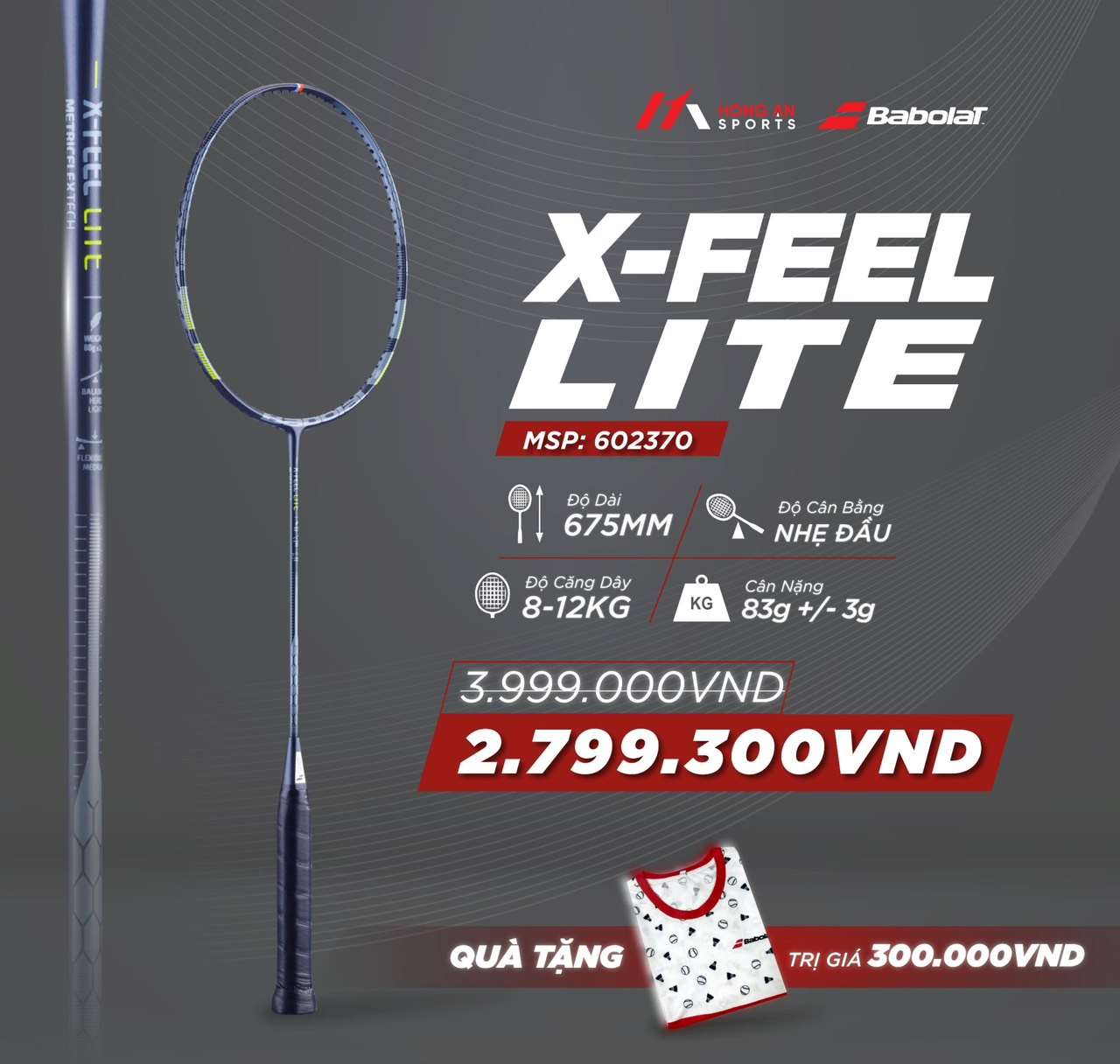 X Feel Lite Unstrung Babolat Viet Nam