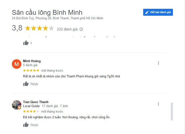 Những phản hồi tích cực từ khách hàng về chất lượng sân chơi cầu lông Bình Minh