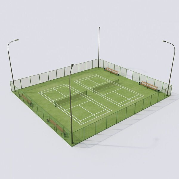 Bản vẽ phối cảnh 3D sân tennis sau khi hoàn thiện thiết kế
