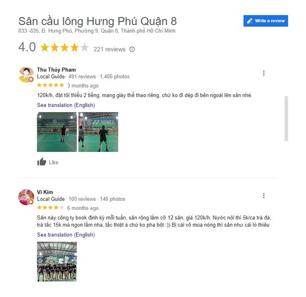 Những phản hồi tích cực từ khách hàng về sân Hưng Phú