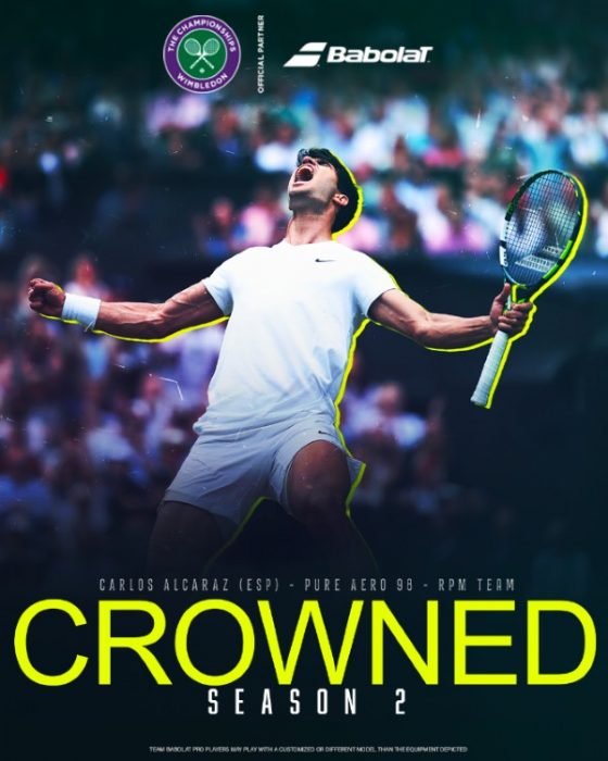 Carlos Alcaraz đạt cột mốc vô địch Wimbledon lần thứ 2 liên tiếp cùng Babolat, đối tác chính thức của giải vô địch